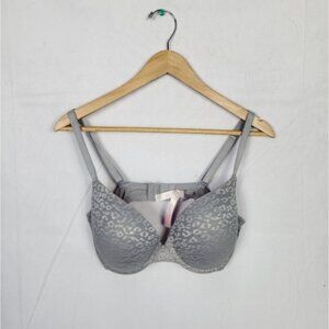Victoria Secret PINK 36D Gray Leopard Print Bra